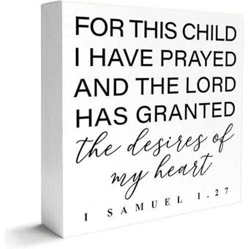 Christian Wooden Box Sign - Nursery Newborn Baby Religious Scripture Decor Bible Verse Kid Children Room Bedroom Decoration, The Desires of My Heart, Baptism Christening Gifts