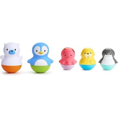 Munchkin® Bath Bobbers Mold Free Baby and Toddler Bath Toy, 6+ Months, 5pc Set, Dolphin/Walrus/Octopus/Polar Bear/Penguin