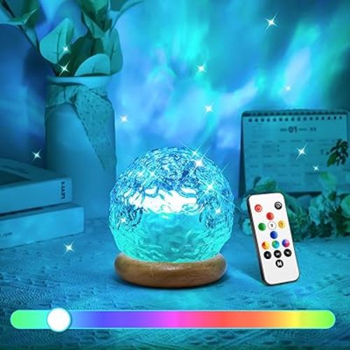 Mood Lighting Crystal Lamp,18 Color Changing Lamp Ocean Light Projector for Bedroom,Dimmable Ambient Lighting Northern Lights Projector,Remote+Timer Crystal Decor Ocean Room Decor for Teen Girls Gifts