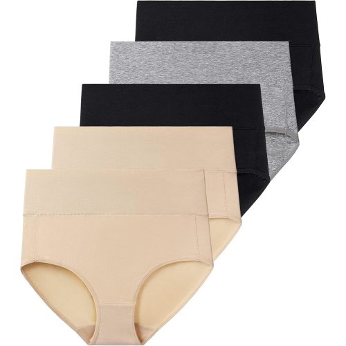 Women's High Waist Cotton Underwear Stretch Briefs Soft Comfy Ladies Panties MultiPack