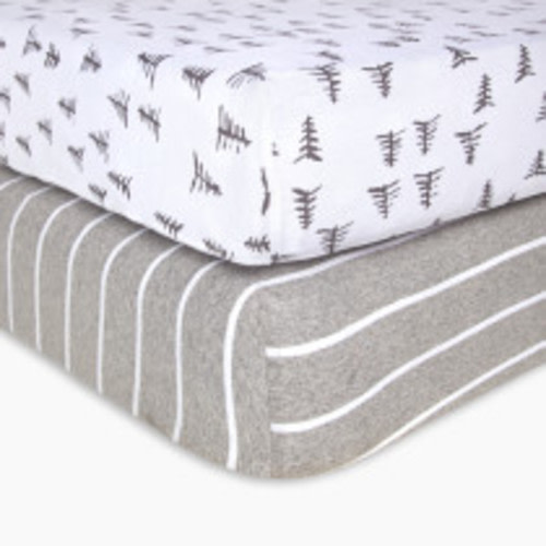 Burt's Bees Baby Organic Cotton Jersey Fitted Crib Sheet (2 Pack) - Pine Forest, 2