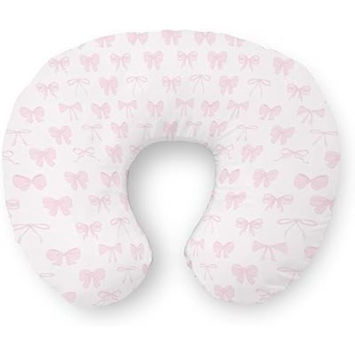 Pastel Pink Bows Nursing Pillow Covers Preppy Girly Ribbons Soft Stretchy Removable Covers Pillowcase for Breastfeeding Pillows Cute Valentine Bows Pillow Slipcover for Baby Girls Boys Newborn