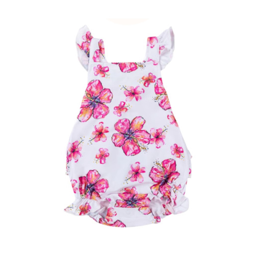 Hibiscus Kiss Ruffle Bamboo Romper