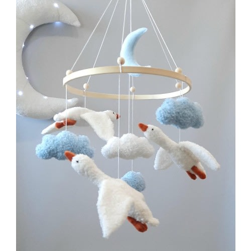 Felt Geese Baby Mobile, Nursery Crib Decor