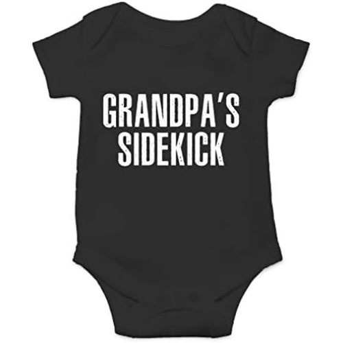 AW Fashions Grandpa's Sidekick Baby Bodysuit Cute Newborn Outfit Funny Boy Girl Grandparent Infant Clothes