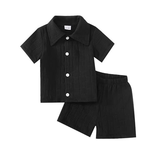 Toddlers and Baby Boys' Summer Clothes Infant Boy Button-town Shirt and Short Set Outfits