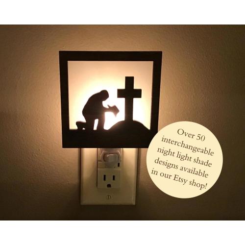Swivel Night Light w/ Interchangeable Kneeling Cowboy at Cross Shade, Western Decor, Religious Cowboy or Cowgirl Gift, Western Room Lighting