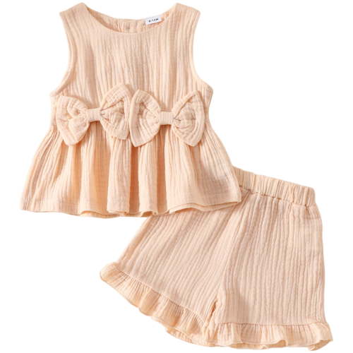 TOWED22 Toddler Baby Girl Clothes Summer 2Pcs Outfits Thin Strap Floral Smocked Top & Pocket Shorts Set 9M-5T(Beige,6-12 M)