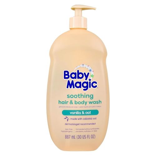 Baby Magic Soothing Hair & Body Wash, Vanilla & Oat, Soothes and Cleanses, Specially Formulated for Baby's Delicate Skin, Tear Free, Hypoallergenic, Dermatologist Recommended, 30 Fl Oz