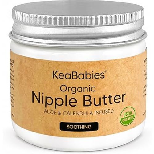 Organic Nipple Butter for Cracked, Sore, Relief - Nursing Nipple Cream Safe for Breastfeeding, 100% Natural Clean Breast Cream, Non Lanolin Balm, Mom Postpartum Breastfeeding Essentials,2oz (Soothing)