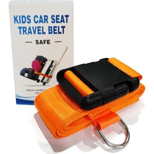 Car Seat Belt Strap to Suitcase, Convert Kid Car Seat and Carry-on Luggage to Airport Stroller Carrier,Safe Travel Solution for Transport (Orange)