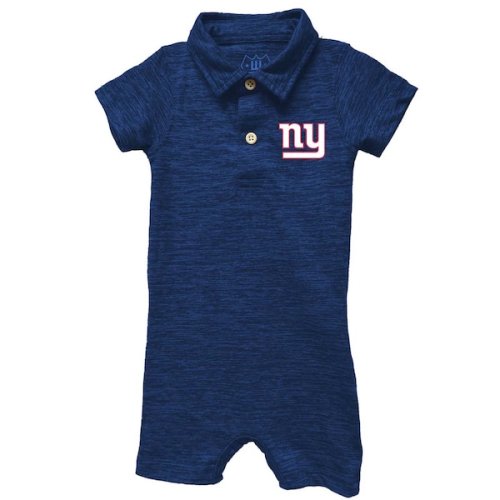 New York Giants Wes & Willy Infant Short Leg Cloudy Yarn Polo Bodysuit - Royal