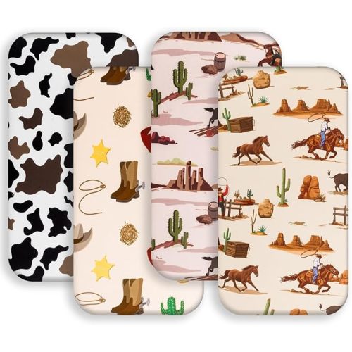 4 Pack Western Cowboy Crib Sheets Neutral Breathable Fitted Baby Sheets Nursery Sheets for Baby Boys or Girls (Crib Sheet)