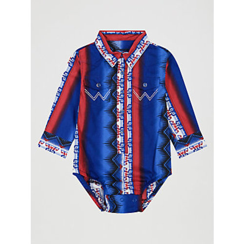 Baby Boy's Long Sleeve Checotah Western Snap Bodysuit | NEW | Wrangler®