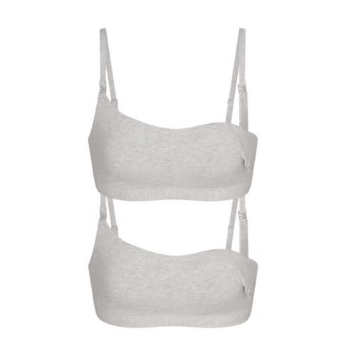 COTTON JERSEY MATERNITY NURSING SCOOP BRALETTE 2-PACK | LIGHT HEATHER GREY | SKIMS