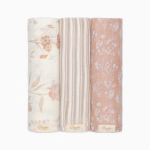 Crane Baby Cotton Muslin Swaddles (3 Pack) - Violet Floral