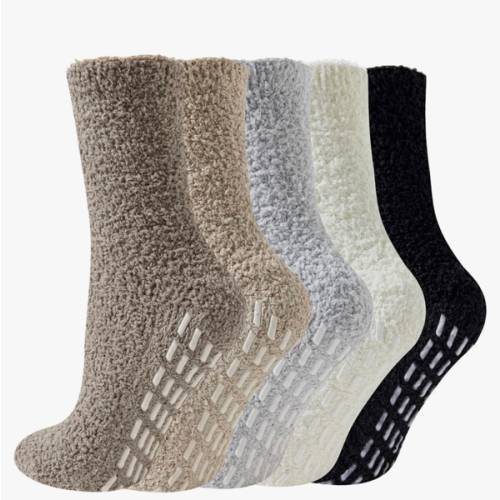 Josnown Non-Slip Fuzzy Socks for Women With Grips Slipper Socks