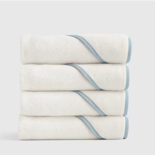 Organic Turkish Cotton Baby Hooded Towel Set 4-Pack in Light Blue