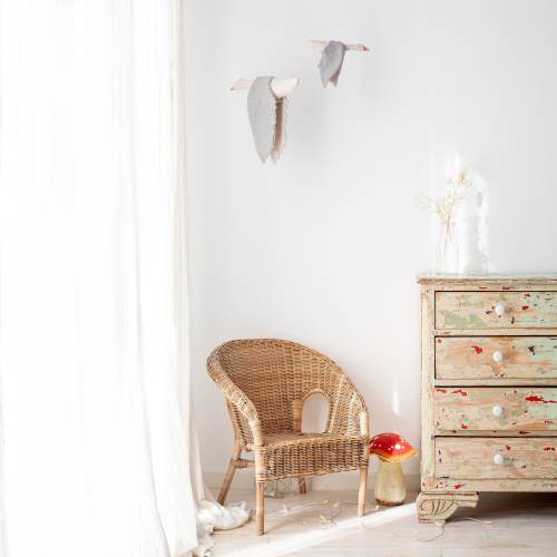 Set of 2 Handmade Goose Mobiles - Organic Cotton Birds with Grey Wings for Nursery - Neutral Baby Room Decor - Newborn Gift