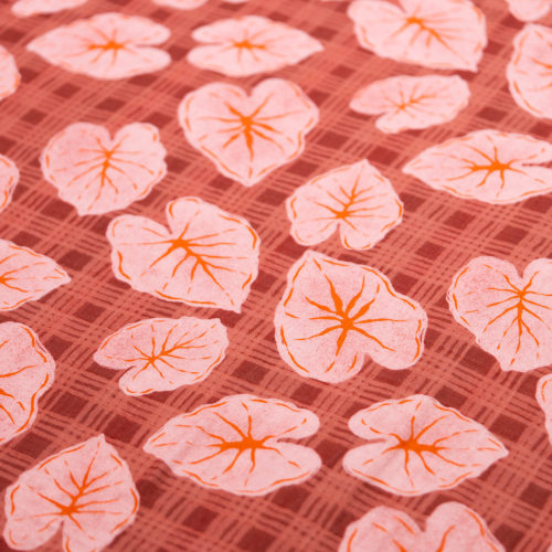 The Keiki Dept Pink Palaka Kalo Bamboo Muslin Swaddle Blanket