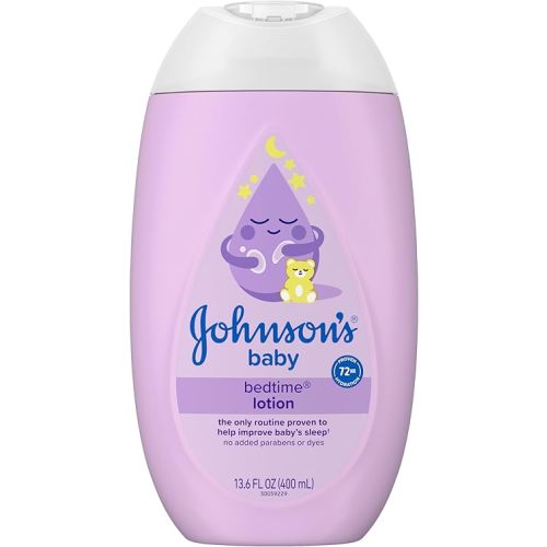Johnson's Moisturizing Bedtime Baby Lotion with Coconut Oil & NaturalCalm Aromas to Help Relax Baby, Hypoallergenic & Free of Parabens, Phthalates & Dyes, Mild Baby Skin Care, 13.6 fl. oz