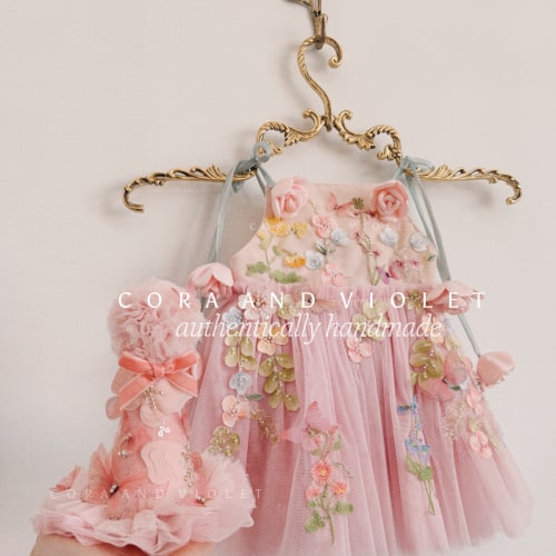 Ophelia Rose | 3D Wildflower Girl Dress | Luxury Heirloom Birthday & F – Cora and Violet