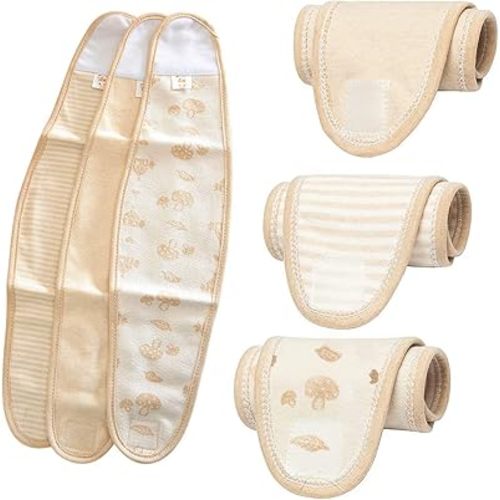 6 PCS Baby Umbilical Cord Belt, Adjustable Infant Belly Binder Hernia Care Breathable Organic Cotton Newborn Cord Band Warm Essential Everyday Protection