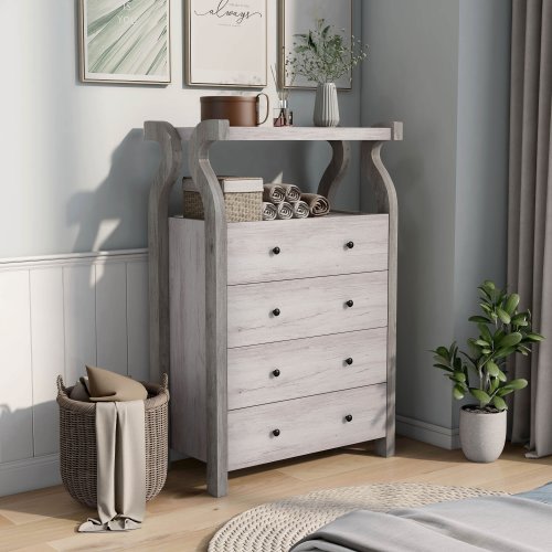 DH BASIC Transitional Coastal White 31-inch Wide 4-Drawer Vertical Dresser by Denhour