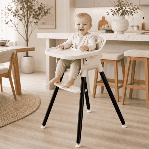 Fodoss 3-in-1 Wooden High Chair for Babies and Toddlers Easy Clean Baby Feeding Chair with Sponge Cushion Black