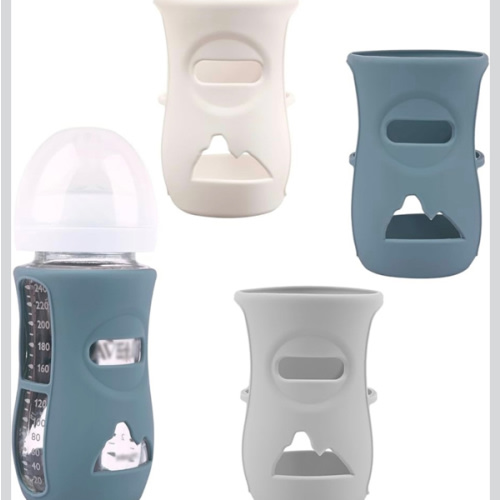 3 Pack Silicone Sleeves for Avent Natural Glass Baby Bottles, Anti Breakage Baby Bottle Holder, Compatible Philips Avent Glass Natural Baby Bottle 8 oz (Grey+Dark Blue+Apricot)