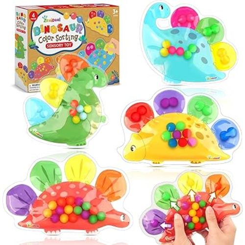 ZaxiDeel Dinosaur Sensory Toys for Toddler Kids : Easter Basket Stuffers Gift Quiet Fidget for Classroom, Montessori Preschool Learning Activities Calm Down Travel Toys for Kids Ages 3 4 5