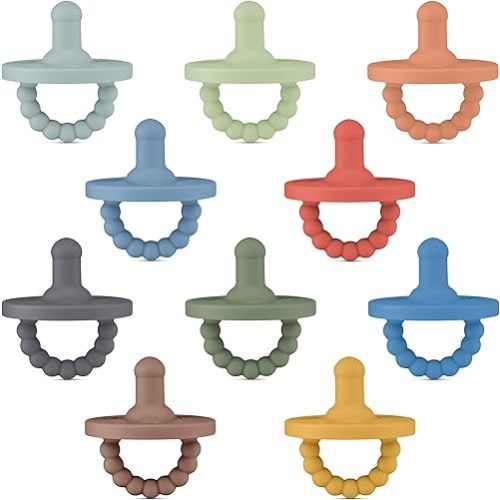 Ryan & Rose Cutie PAT Pacifier Teether 10 Pack Assorted Colors (Monterey (Boy), Stage 1)