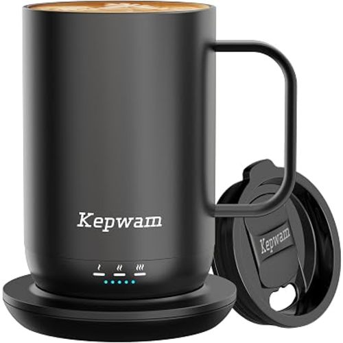 Kepwam Self-Heating Coffee Mug T1, 16oz Rechargeable Heated Coffee Mug, Smart Coffee Warmer Mug with App-Controlled,Advanced Temperature-Controlled Heating Coffee Gifts for Women Men Coffee Lover