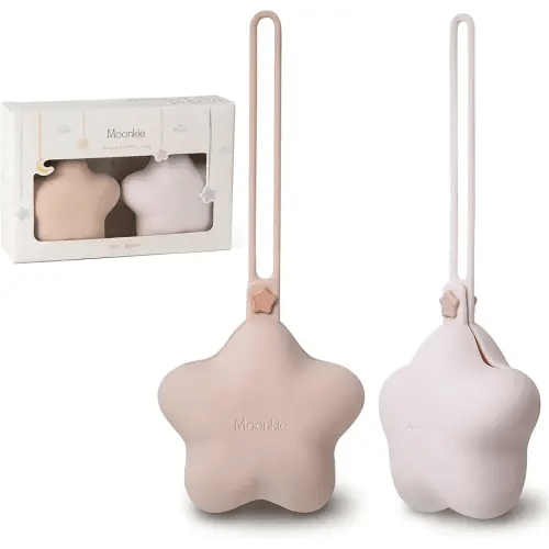 Moonkie Silicone Pacifier Holder Case, Cute Portable Pacifier Storage Case, 2 Pack