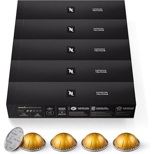 Nespresso Capsules Vertuo, Voltesso, Mild Roast Espresso, 50-Count Espresso Pods, Brews 1.35oz.