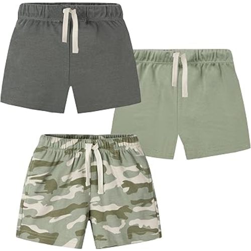 AIUI-HARNSBORN Toddler Boys Pull-on Knit Shorts, Solid Color Soft Sweat Shorts with Drawstring