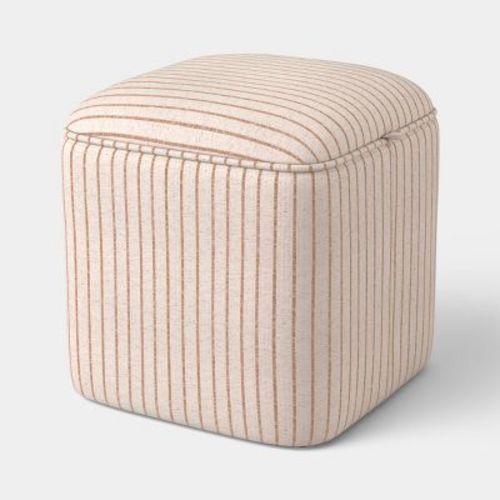 Upholstered Storage Cube with Rounded Corners Stripe Print - Threshold™