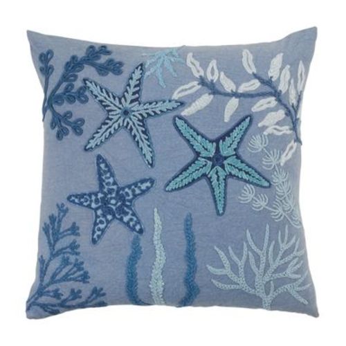 Saro Lifestyle Stonewashed Starfish Decorative Pillow Cover, Blue, 20"