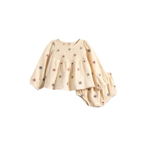 Sophia Floral Embroidered Top & Bloomers Set