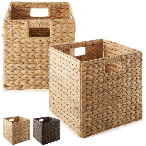 12 x 12in Water Hyacinth Storage Baskets - 2 Pack - Natural