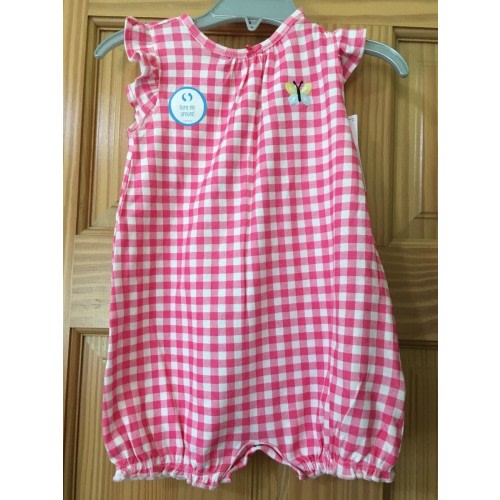 NWT Carter's Checkers Frog Baby Girl Romper Pink White Infant many sizes