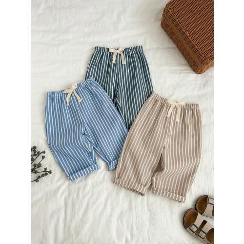 SHEIN 3pcs/Set Unisex Baby Clothes, Baby Boy Casual Cute Versatile Striped Ribbon Decor Elastic Waist Pants Set Baby Trousers Baby Boy Striped Pants | SHEIN USA