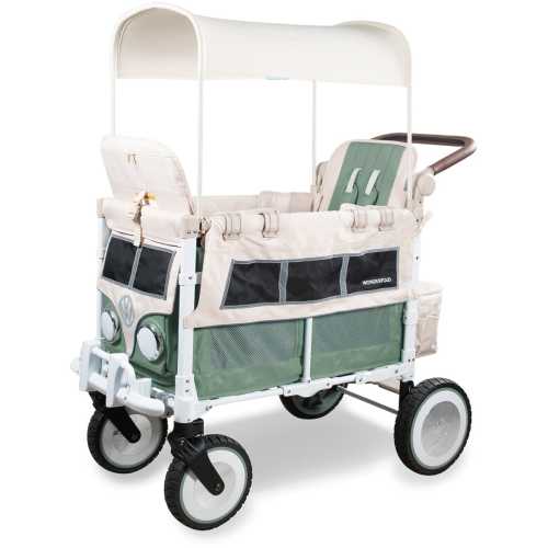 WonderFold VW2 Volkswagon Double (2 Seater) Stroller Wagon - Sage Green