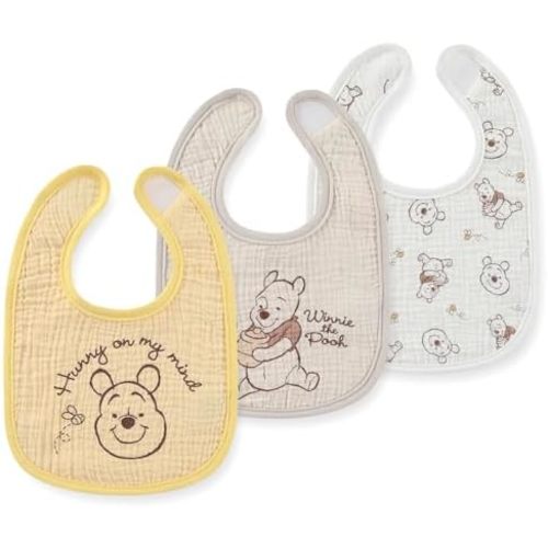 Disney Pooh Mickey Minnie 3 Pack Baby Bibs Soft Absorbent Drool Bibs for Teething and Feeding Newborn to Infants Essentials