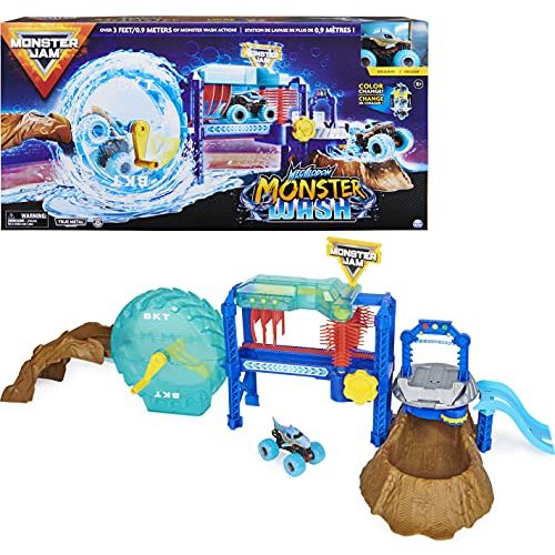 Monster Jam, Megalodon Monster Wash, Includes Color-Changing Megalodon Monster Truck, Interactive Water Play Kids Toys for Aged 3 and Up