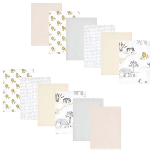 Luvable Friends Hudson Baby Flannel Burp Cloths 12pk, Wild Safari World
