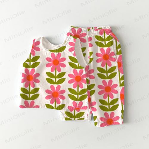 Baby Toddler Pink Flower Sleeveless 2-piece Set
