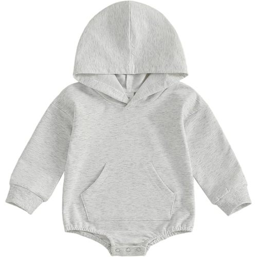 Baby Girl Boy Hooded Sweatshirt Long Sleeve Solid Color Romper Infant Baby Fall Winter Outfits