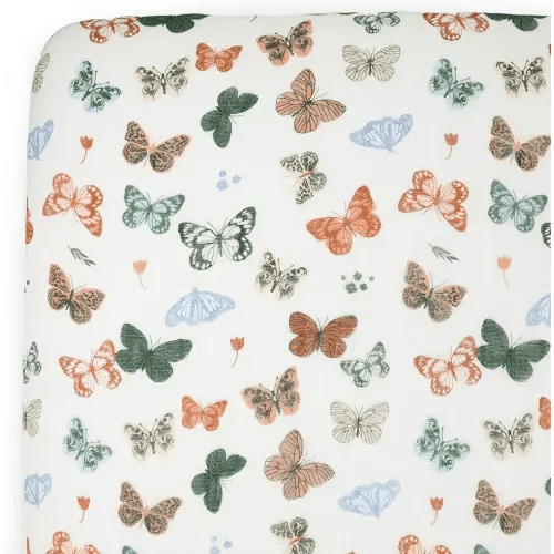 Little Unicorn Premium Crib Sheet | Breathable & Super-Soft Muslin Fabric (Butterflies)