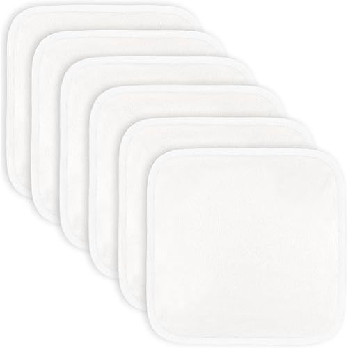 Comfy Cubs Organic Rayon Made from Bamboo Baby Washcloths, 6 Pack, Ultra-Soft Organic Fabric, Gentle on Sensitive Skin for Face and Body, Plush, Super Absorbent for Girls and Boys (White Trim)